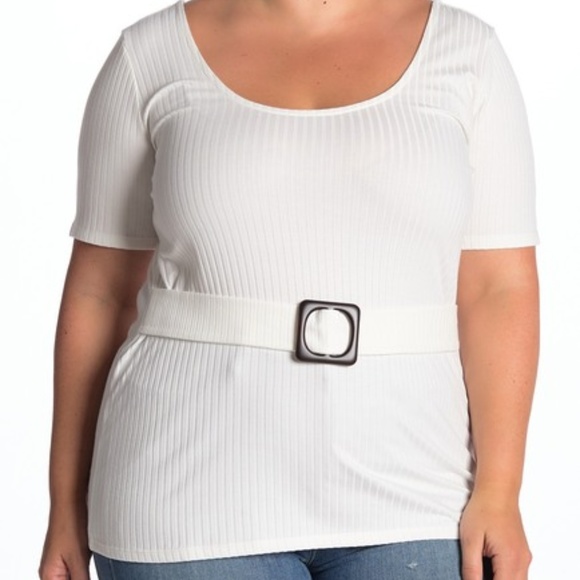 Eloquii Tops - Eloquii Belted Short Sleeve Ribbed Top Size 22/24